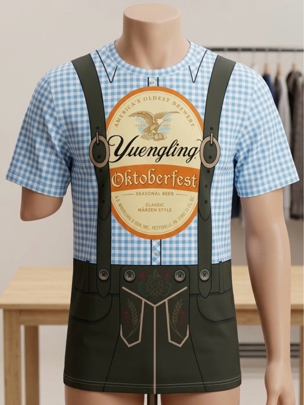 Men’s Oktoberfest Graphic Tee - Blue Plaid